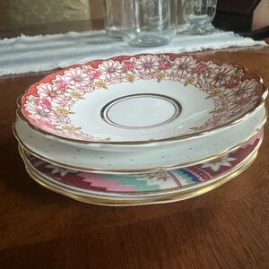 4 vintage/ antique plates. Bone china, fine bone china & Bavarian pottery